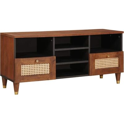 vidaXL TV-Schränk mit Regal Braun 100 x 33,5 x 46 cm Massivholz Mango vidaXL TV-Schränk mit Regal Braun 100 x 33,5 x 46 cm Massivholz Mango