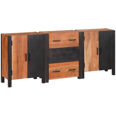 vidaXL Sideboard 3 pcs Braun 55 x 30 x 75 cm Massivholz Akazie vidaXL Sideboard 3 pcs Braun 55 x 30 x 75 cm Massivholz Akazie