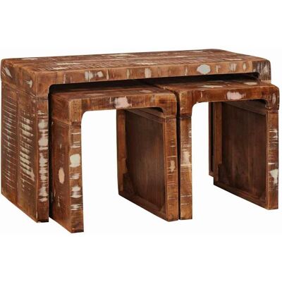 vidaXL Nestingtisch 3 pcs Braun Massives upgecyceltes Holz vidaXL Nestingtisch 3 pcs Braun Massives upgecyceltes Holz