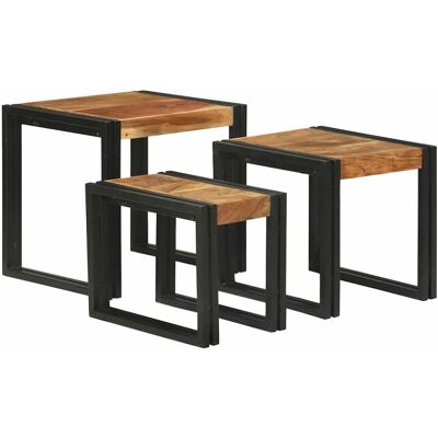 vidaXL Nestingtisch 3 pcs Massives Recyclingholz und Metall vidaXL Nestingtisch 3 pcs Massives Recyclingholz und Metall