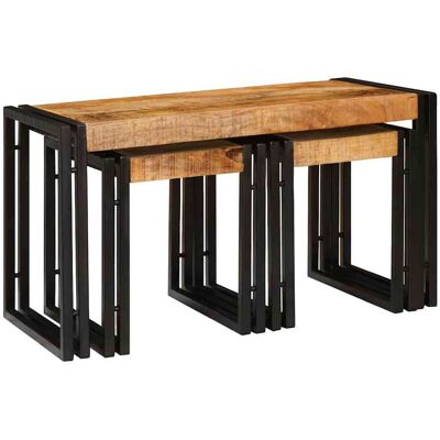 vidaXL Nestingtisch 3 pcs Massives Mango Holz und Metall vidaXL Nestingtisch 3 pcs Massives Mango Holz und Metall