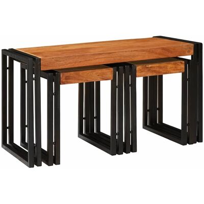 vidaXL Nestingtisch 3 pcs Massives Recyclingholz und Metall vidaXL Nestingtisch 3 pcs Massives Recyclingholz und Metall