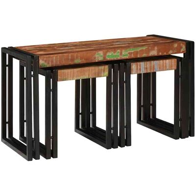 vidaXL Nestingtisch 3 pcs Massives Recyclingholz und Metall vidaXL Nestingtisch 3 pcs Massives Recyclingholz und Metall