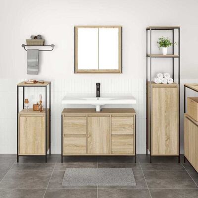 vidaXL Badezimmermöbel Set mit Regal 3 pcs Sonoma-Eiche und Schwarz vidaXL Badezimmermöbel Set mit Regal 3 pcs Sonoma-Eiche und Schwarz