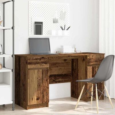 vidaXL Schreibtisch mit Regal Altholz 140 x 49 x 76 cm Holzwerkstoff vidaXL Schreibtisch mit Regal Altholz 140 x 49 x 76 cm Holzwerkstoff