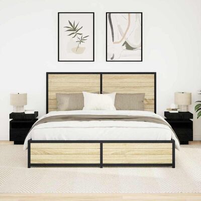 vidaXL Nachttisch Set von 2 Schwarze Eiche Holzwerkstoff vidaXL Nachttisch Set von 2 Schwarze Eiche Holzwerkstoff