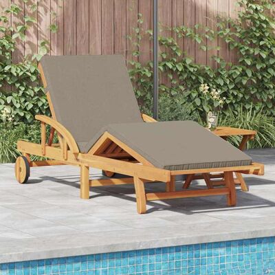 Vidaxl Solliege aus Teakholz Taupe Klappbar - Sun Lounger Vidaxl Solliege aus Teakholz Taupe Klappbar - Sun Lounger