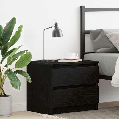 vidaXL Nachttisch Schwarze Eiche Holzwerkstoff 50x40x43,5 cm Langlebig Black - Nightstand vidaXL Nachttisch Schwarze Eiche Holzwerkstoff 50x40x43,5 cm Langlebig Black - Nightstand