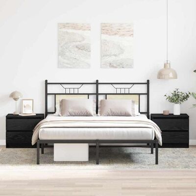 vidaXL Nachttisch Set mit 2 Schwarze Eiche Holzwerkstoff vidaXL Nachttisch Set mit 2 Schwarze Eiche Holzwerkstoff