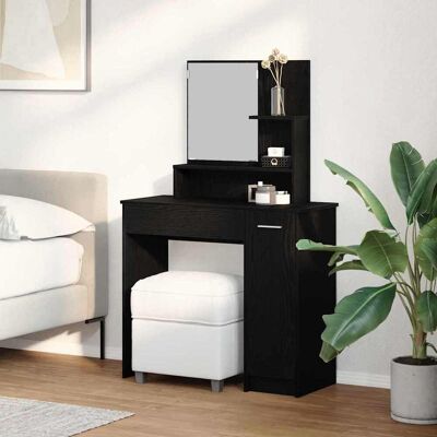 vidaXL Schwarze Eiche Schminktisch mit Spiegel - Vanity Table vidaXL Schwarze Eiche Schminktisch mit Spiegel - Vanity Table