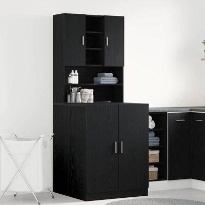 vidaXL Waschmaschinen-Schrank 2 stk. Schwarz Eichen-Optik vidaXL Waschmaschinen-Schrank 2 stk. Schwarz Eichen-Optik