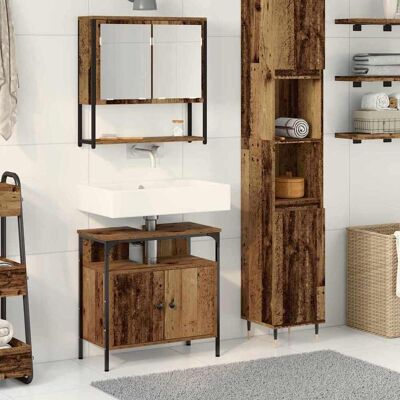vidaXL Badezimmermöbel-Set mit Regal mit Tür 2 pcs Braun Holzwerkstoff vidaXL Badezimmermöbel-Set mit Regal mit Tür 2 pcs Braun Holzwerkstoff