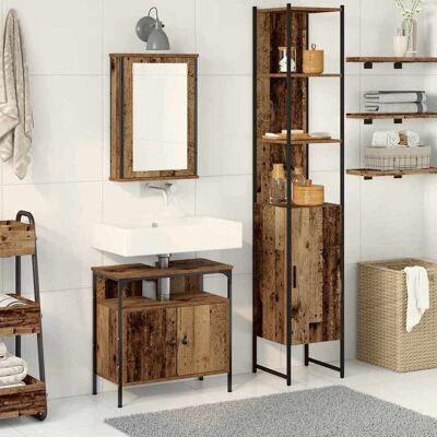 vidaXL Badezimmermöbel Set mit Regal 3 pcs Altholz Holzwerkstoff vidaXL Badezimmermöbel Set mit Regal 3 pcs Altholz Holzwerkstoff