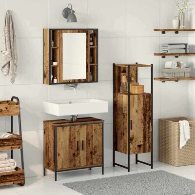 vidaXL Badezimmermöbel-Set 3 stk. Braun 33 x 33 x 120,5 cm vidaXL Badezimmermöbel-Set 3 stk. Braun 33 x 33 x 120,5 cm