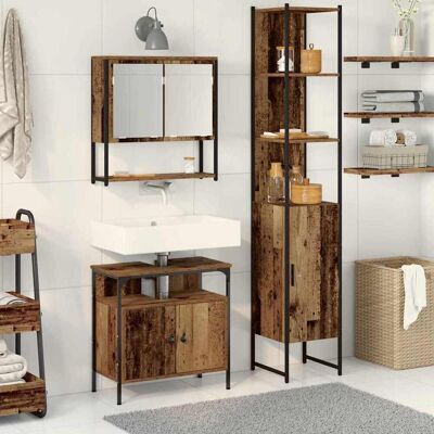 vidaXL Badezimmermöbel-Set mit Regal 3 pcs Altholz Holzwerkstoff vidaXL Badezimmermöbel-Set mit Regal 3 pcs Altholz Holzwerkstoff