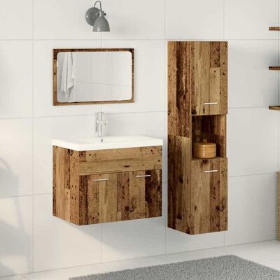 vidaXL Badezimmermöbel-Set mit Regal mit Tür 4 pcs Braun Holzwerkstoff vidaXL Badezimmermöbel-Set mit Regal mit Tür 4 pcs Braun Holzwerkstoff