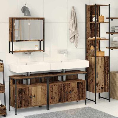vidaXL Badezimmermöbel-Set mit Regal 4 pcs Altholz Holzwerkstoff vidaXL Badezimmermöbel-Set mit Regal 4 pcs Altholz Holzwerkstoff