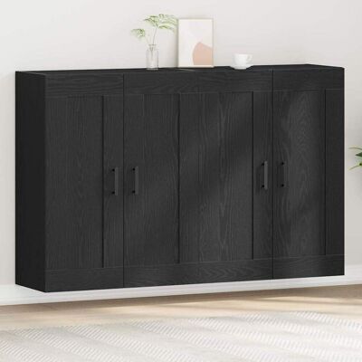 vidaXL Wandmontierter Schrank 2 pcs Schwarz Eichen-Optik Holzwerkstoff vidaXL Wandmontierter Schrank 2 pcs Schwarz Eichen-Optik Holzwerkstoff