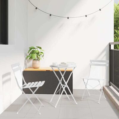 vidaXL Klapp Bistro Set 3 pcs Weiß Stahl vidaXL Klapp Bistro Set 3 pcs Weiß Stahl
