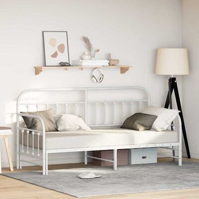 Vidaxl Weißes Metallbett mit Ausziehbett - Bettgestell Vidaxl Weißes Metallbett mit Ausziehbett - Bettgestell
