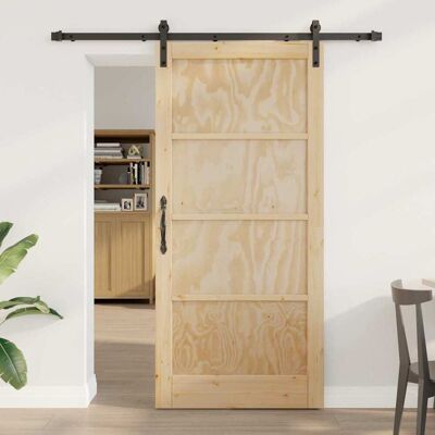 vidaXL Schiebetür Natürlich und Schwarz 93 x 202 cm vidaXL Schiebetür Natürlich und Schwarz 93 x 202 cm