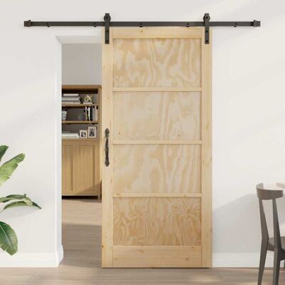 vidaXL Schiebetür Natürlich und Schwarz 93 x 202 cm vidaXL Schiebetür Natürlich und Schwarz 93 x 202 cm