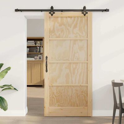 vidaXL Schiebetür Natürlich und Schwarz 93 x 202 cm vidaXL Schiebetür Natürlich und Schwarz 93 x 202 cm