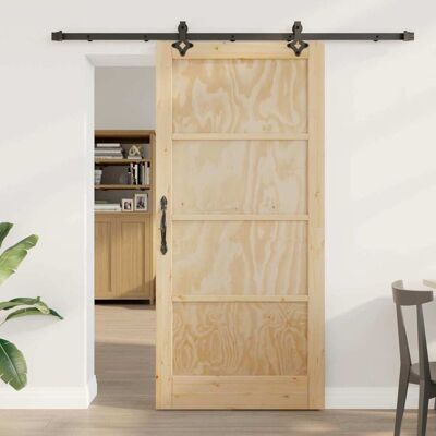 vidaXL Schiebetür Natürlich und Schwarz 93 x 202 cm vidaXL Schiebetür Natürlich und Schwarz 93 x 202 cm