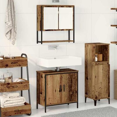 vidaXL Badezimmermöbel-Set mit Regal mit Tür 2 pcs Braun Holzwerkstoff vidaXL Badezimmermöbel-Set mit Regal mit Tür 2 pcs Braun Holzwerkstoff