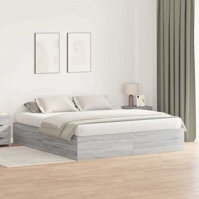 vidaXL Stauraumbettgestell - 200x200 cm, Grau Sonoma, Moderner Stil vidaXL Stauraumbettgestell - 200x200 cm, Grau Sonoma, Moderner Stil