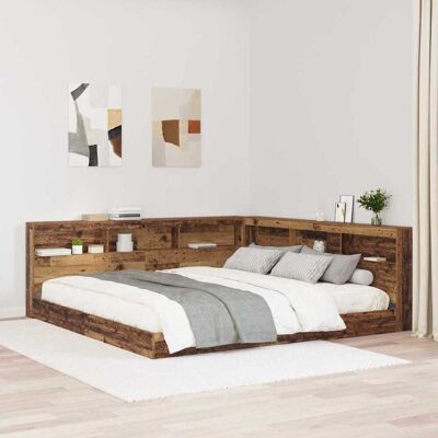 vidaXL Aufbewahrungskopfteil mit Regal Altholz 200 cm Holzwerkstoff vidaXL Aufbewahrungskopfteil mit Regal Altholz 200 cm Holzwerkstoff
