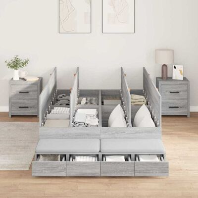 Vidaxl Grauer Sonoma 120x200 cm Bettgestell Vidaxl Grauer Sonoma 120x200 cm Bettgestell