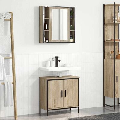 vidaXL Badezimmermöbel-Set mit Regal mit Tür 2 pcs Braun Holzwerkstoff vidaXL Badezimmermöbel-Set mit Regal mit Tür 2 pcs Braun Holzwerkstoff