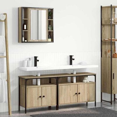 vidaXL Badezimmermöbel-Set mit Regal mit Tür 3 pcs Braun Holzwerkstoff vidaXL Badezimmermöbel-Set mit Regal mit Tür 3 pcs Braun Holzwerkstoff