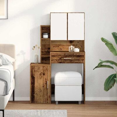 vidaXL Schminktisch mit Regal Altholz 80 x 35 x 132 cm Holzwerkstoff vidaXL Schminktisch mit Regal Altholz 80 x 35 x 132 cm Holzwerkstoff