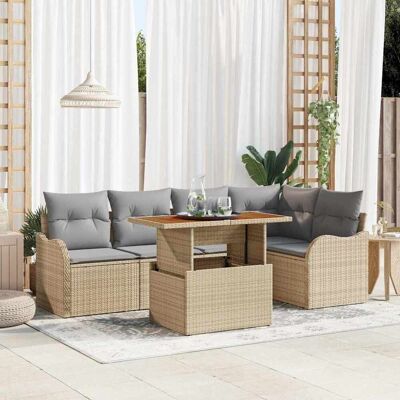 vidaXL Gartensofa-set 6 stk. 5-Sitzanzahl Beige und Hellgrau vidaXL Gartensofa-set 6 stk. 5-Sitzanzahl Beige und Hellgrau