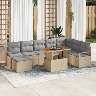 vidaXL Gartensofa-set 9 Stk. Beige und Grau vidaXL Gartensofa-set 9 Stk. Beige und Grau