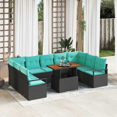 vidaXL Gartensofa-set 10 stk. 9-Sitzanzahl Schwarz und Türkis vidaXL Gartensofa-set 10 stk. 9-Sitzanzahl Schwarz und Türkis