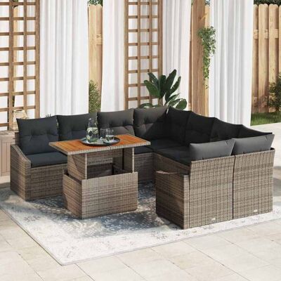 vidaXL Gartensofa-set 9 Stk. Grau und Braun vidaXL Gartensofa-set 9 Stk. Grau und Braun