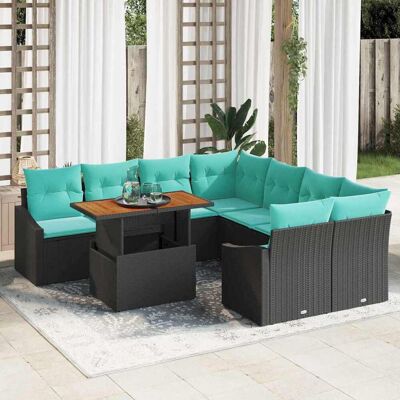 vidaXL Gartensofa-set 9 stk. 8-Sitzanzahl Schwarz und Türkis vidaXL Gartensofa-set 9 stk. 8-Sitzanzahl Schwarz und Türkis