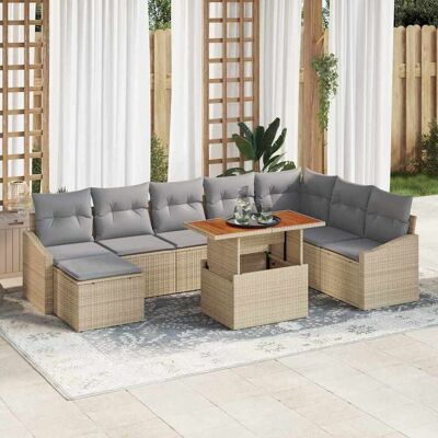 vidaXL Gartensofa-set 9 Stk. Beige und Grau vidaXL Gartensofa-set 9 Stk. Beige und Grau