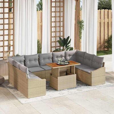 vidaXL Gartensofa-set 10 Stk. Beige und Grau vidaXL Gartensofa-set 10 Stk. Beige und Grau