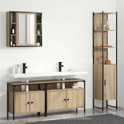 vidaXL Badezimmermöbel-Set mit Regal 4 pcs Sonoma-Eiche Holzwerkstoff vidaXL Badezimmermöbel-Set mit Regal 4 pcs Sonoma-Eiche Holzwerkstoff