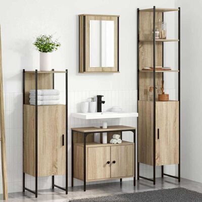 vidaXL Badezimmermöbel-Set mit Regal 4 pcs Sonoma-Eiche Holzwerkstoff vidaXL Badezimmermöbel-Set mit Regal 4 pcs Sonoma-Eiche Holzwerkstoff
