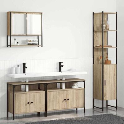vidaXL Badezimmermöbel-Set mit Regal 4 pcs Sonoma-Eiche Holzwerkstoff vidaXL Badezimmermöbel-Set mit Regal 4 pcs Sonoma-Eiche Holzwerkstoff