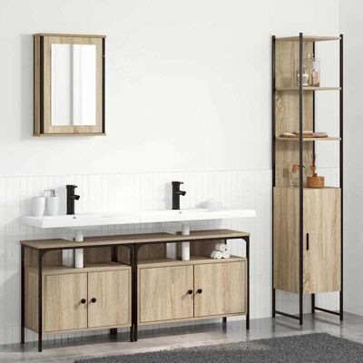 vidaXL Badezimmermöbel-Set mit Regal 4 pcs Sonoma-Eiche Holzwerkstoff vidaXL Badezimmermöbel-Set mit Regal 4 pcs Sonoma-Eiche Holzwerkstoff