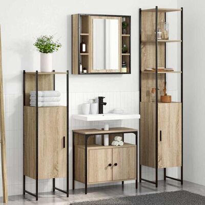 vidaXL Badezimmermöbel-Set mit Regal 4 pcs Sonoma-Eiche Holzwerkstoff vidaXL Badezimmermöbel-Set mit Regal 4 pcs Sonoma-Eiche Holzwerkstoff