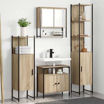 vidaXL Badezimmermöbel-Set mit Regal 4 pcs Sonoma-Eiche Holzwerkstoff vidaXL Badezimmermöbel-Set mit Regal 4 pcs Sonoma-Eiche Holzwerkstoff