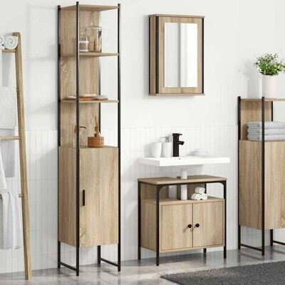 vidaXL Badezimmermöbel-Set mit Regal 3 pcs Sonoma-Eiche Holzwerkstoff vidaXL Badezimmermöbel-Set mit Regal 3 pcs Sonoma-Eiche Holzwerkstoff