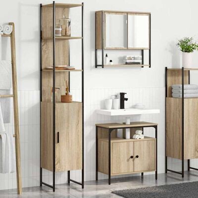 vidaXL Badezimmermöbel-Set mit Regal 3 pcs Sonoma-Eiche Holzwerkstoff vidaXL Badezimmermöbel-Set mit Regal 3 pcs Sonoma-Eiche Holzwerkstoff